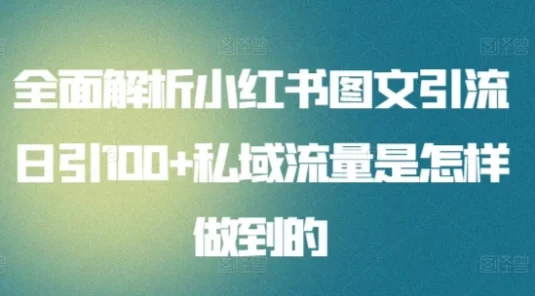 全面解析小红书图文引流日引100私域流量是怎样做到的