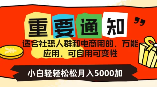 社恐小白,电商应用项目,可自用可变现,轻轻松松变现,一个月5000+