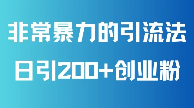 非常暴力的引流方法,可日引200+创业粉,靠卖项目月入10W+