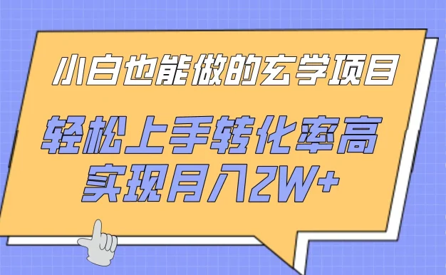 小白也能做的玄学项目，轻松上手转化率高，实现月入2W+