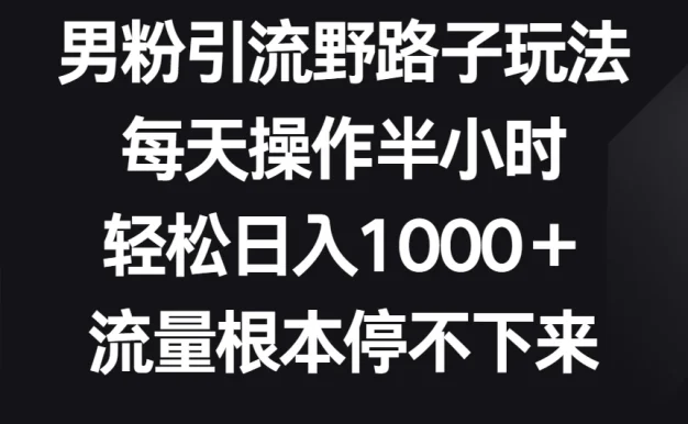 男粉引流野路子玩法,每天操作半小时轻松日入1000+,流量根本停不下来