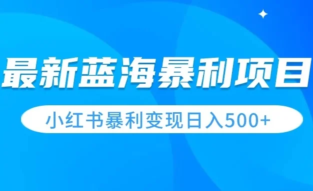 最新暴利蓝海项目，小红书图文变现，轻松实现日收益500+