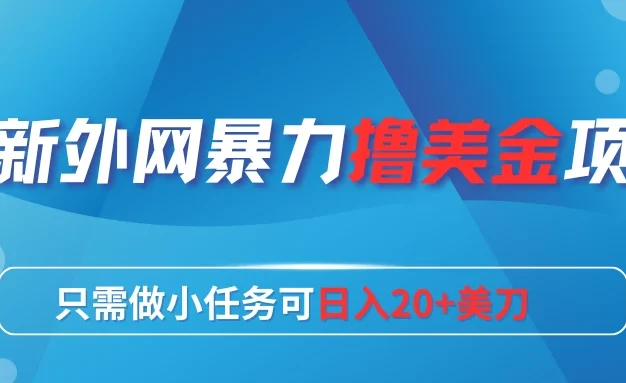 最新外网暴力撸美金项目,只需做小任务可日入20+美刀