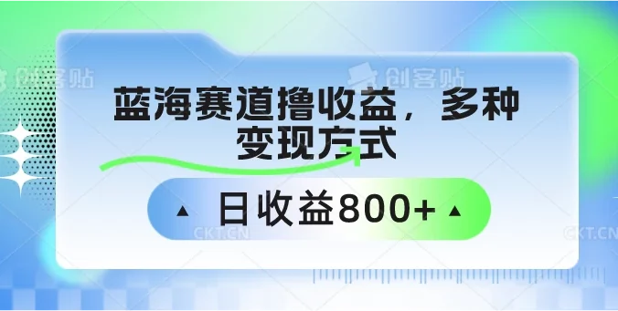 蓝海赛道撸收益，多种变现方式，日收益800+
