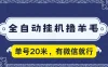 全自动挂机撸羊毛，单号20米，有微信就行，可矩阵批量放大