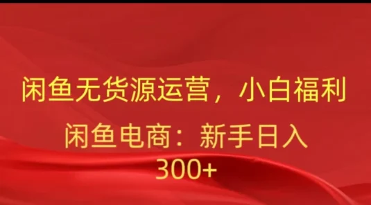 闲鱼无货源运营，小白福利，日入300+，轻松月入过万！