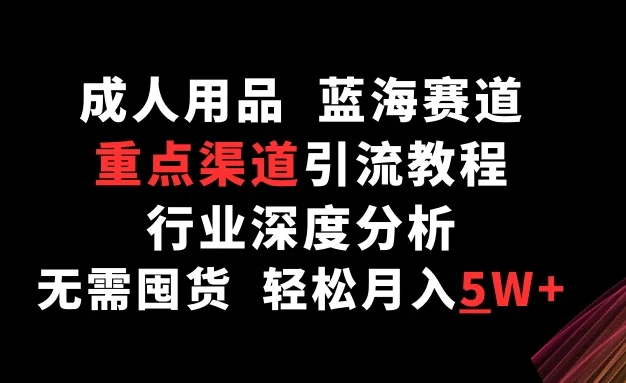 成人用品,蓝海赛道,重点渠道引流教程,行业深度分析,无需囤货,轻松月入5W+