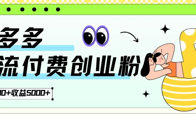 拼多多引流付费创业粉,日引200+,收益5000+