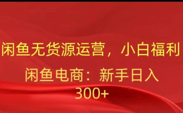 闲鱼无货源运营,小白福利,日入300+,轻松月入过万!