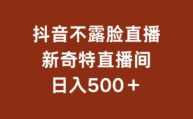 不露脸挂机直播，新奇特直播间，日入500+