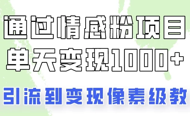 我是怎么通过情感粉项目单天变现1000+的,从引流到变现像素级教程