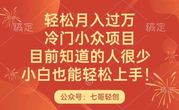轻松月入过万，冷门小众项目，目前知道的人很少，小白也能轻松上手！