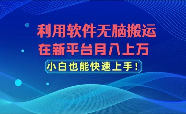 利用软件无脑搬运,在新平台月入上万,小白也能快速上手