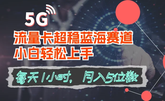 流量卡超稳蓝海赛道,小白轻松上手,每天1小时,月入5位数