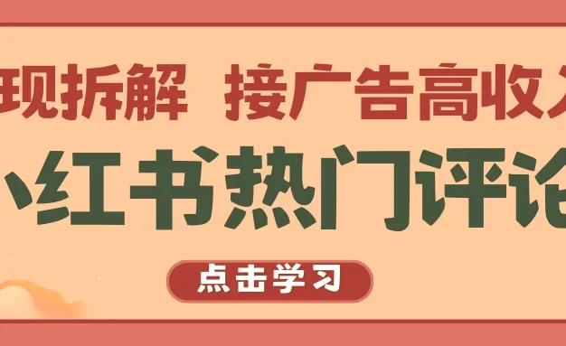 小红书热门评论，变现拆解，接广告高收入