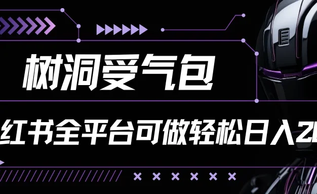 小红书等全平台可做，树洞受气包项目，轻松日入200+