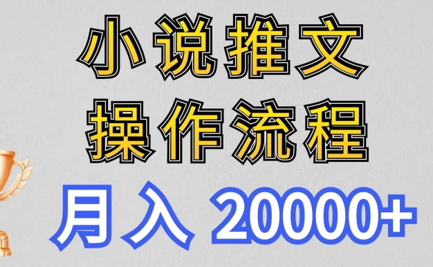 最新玩法,小说推文项目操作流程,月入20000+