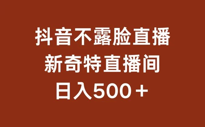 不露脸挂机直播，新奇特直播间，日入500+
