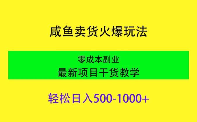 闲鱼卖货火爆玩法,靠售卖电子产品轻松日入1000+,零成本副业项目最新干货教学