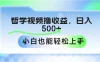 哲学视频撸收益，日入500+，小白也能轻松上手