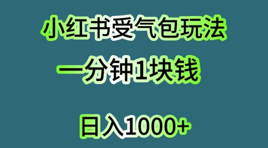 小红书受气包玩法，一分钟一块钱，日入1000+