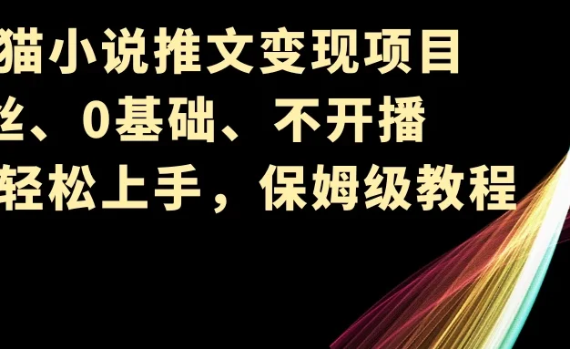 小说推文变现项目,0粉丝、0基础、不开播、小白轻松上手,保姆级教程