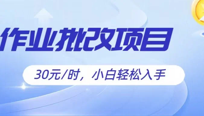 作业批改项目30元/时，小白轻松入手，非常的简单