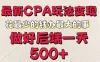 最新CPA变现玩法，花最少的钱办最大的事，做好后端一天500+