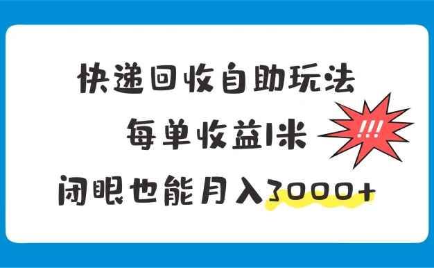 快递回收自助玩法,每单收益1米,闭眼也能月入3000+