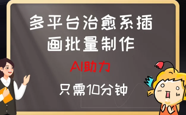 10分钟速成:AI助力,多平台治愈系插画,批量制作爆火的治愈系插画!日入500+