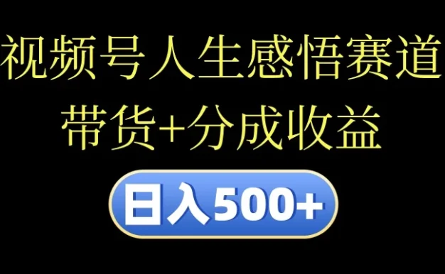 视频号人生感悟赛道，带货+分成收益，日入500+，10分钟做一个视频