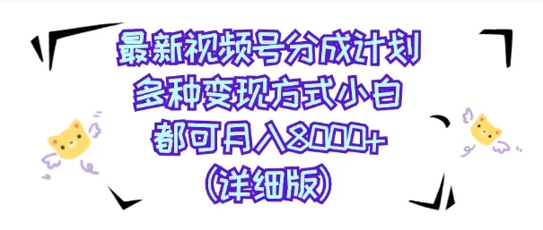 视频号创作者分成计划,多种变现方式,选择适合你领域赛道,小白轻松月入8000+(详细版)