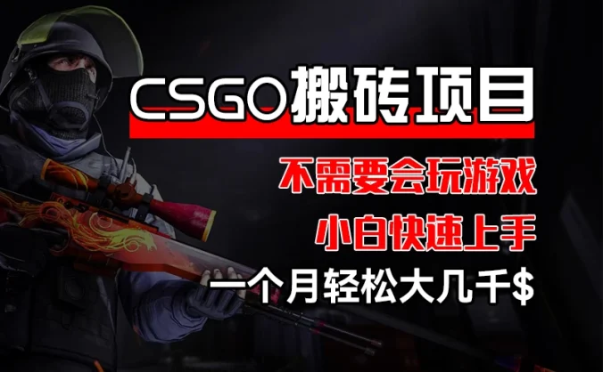 CSGO 装备搬砖项目，操作简单，不需要会玩游戏，小白也能快速上手，一个月轻松大几千