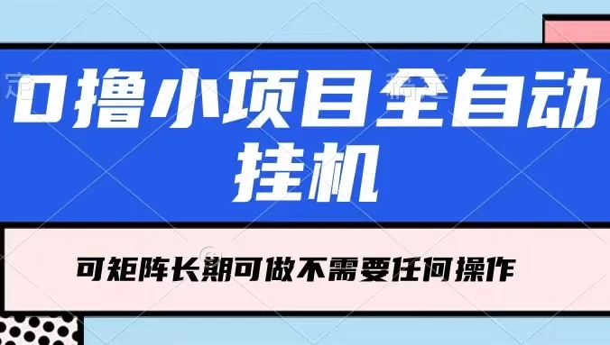 每天几分钟,全自动挂机,不需要任何操作,看完就能做,可矩阵操作,人人可做