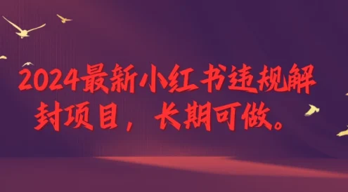 2024最新小红书违规解封项目,一个可以做到退休的项目