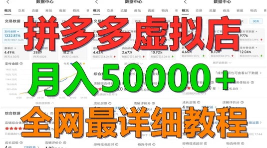 拼多多虚拟电商月入50000+你干你也行，暴利稳定长久，副业首选