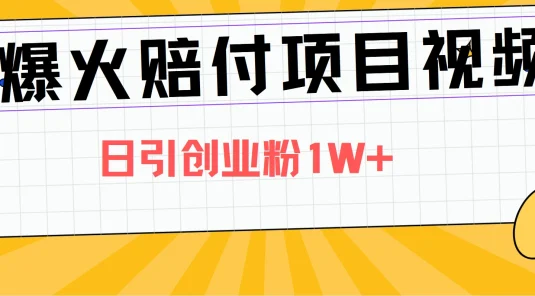 爆火赔付项目视频，全网平台进行引流，日引创业粉1W+