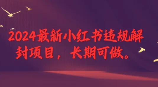 2024最新小红书违规解封项目，一个可以做到退休的项目