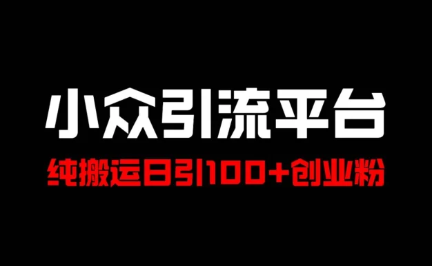 冷门引流平台,纯搬运日引100+高质量年轻创业粉!