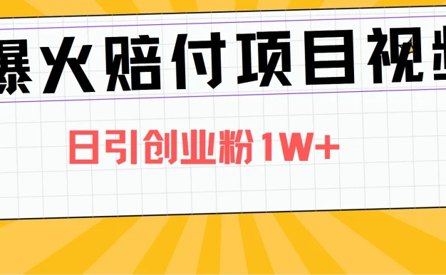 爆火赔付项目视频,全网平台进行引流,日引创业粉1W+