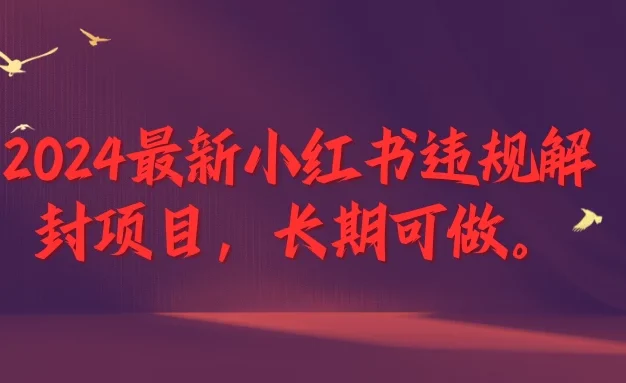 2024最新小红书违规解封项目,一个可以做到退休的项目