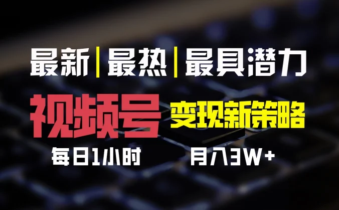 视频号变现新策略，每日只需一小时，月入30000+