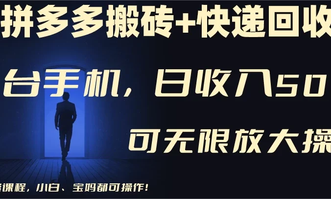 拼多多搬砖＋快递回收，日入600+，可多号矩阵收益无上限