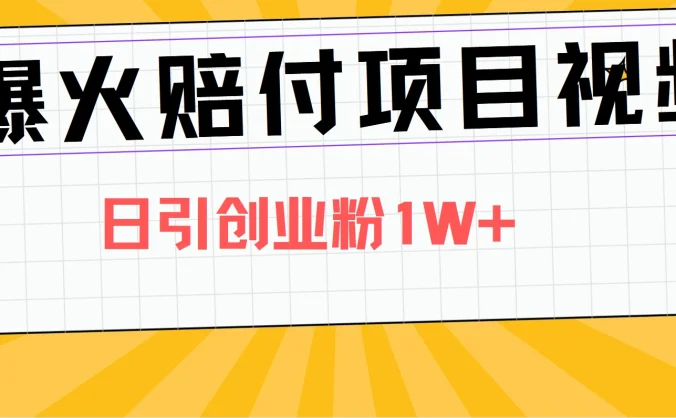 爆火赔付项目视频,全网平台进行引流,日引创业粉1W+