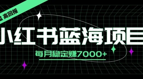 小红书蓝海项目,零门槛、高回报,每月稳定赚7000+