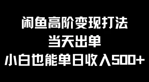 闲鱼高阶变现打法，当天出单，小白也能单日收入500+