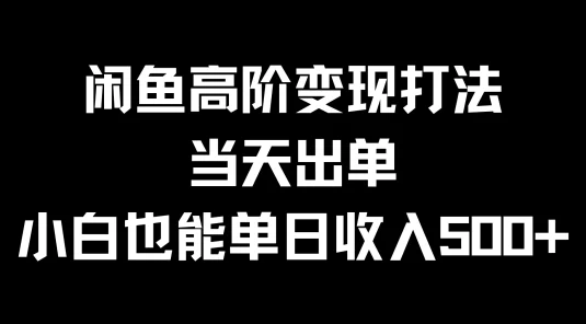 闲鱼高阶变现打法，当天出单，小白也能单日收入500+