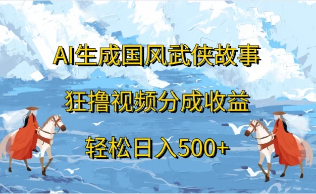 AI生成国风武侠故事，狂撸视频分成收益，轻松日入500+