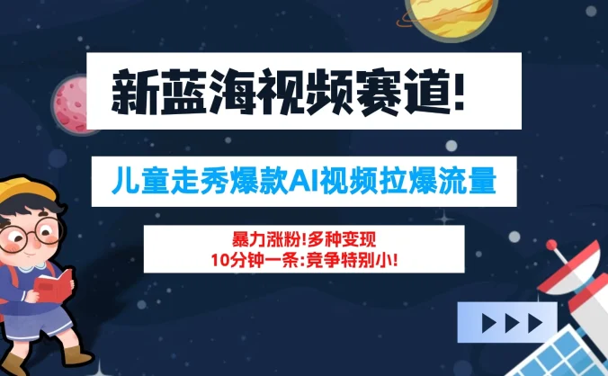 新蓝海赛道,童装走秀爆款Ai视频,10分钟一条 竞争小 变现机会超多!小白轻松上手
