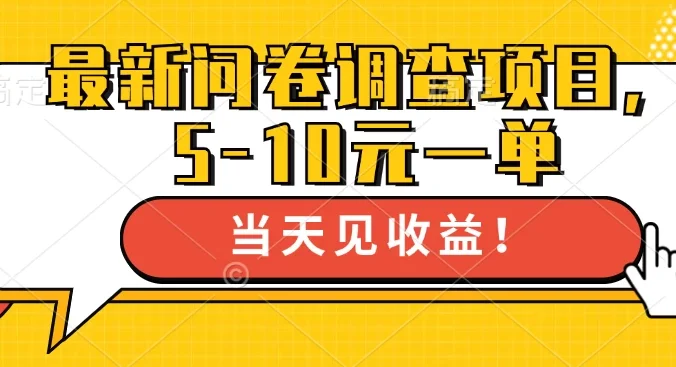 最新问卷调查项目，5-10元一单，多做多得， 单日轻松100＋